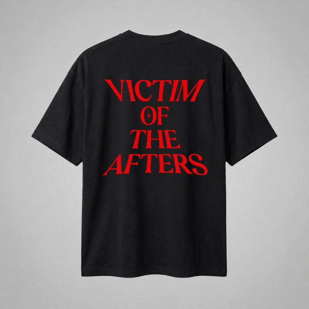 Oversize Premium T-Shirt Victim Of The Afters - Siyah